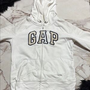 GAP Cream Zip-Up Hoodie with Logo